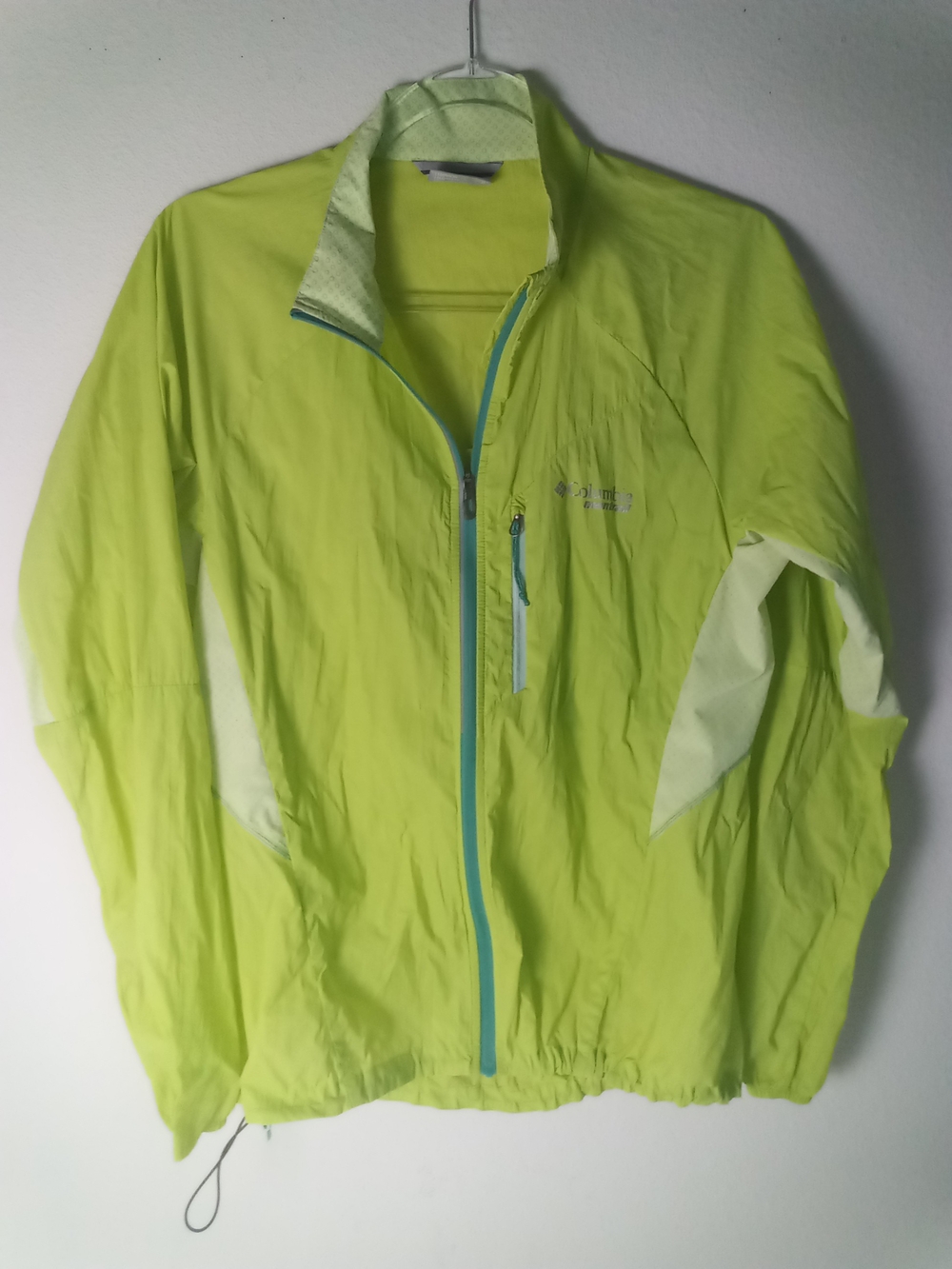 Columbia Montrail Titan Lite Neon Lime Green Windbreaker Jacket Size M Hiking